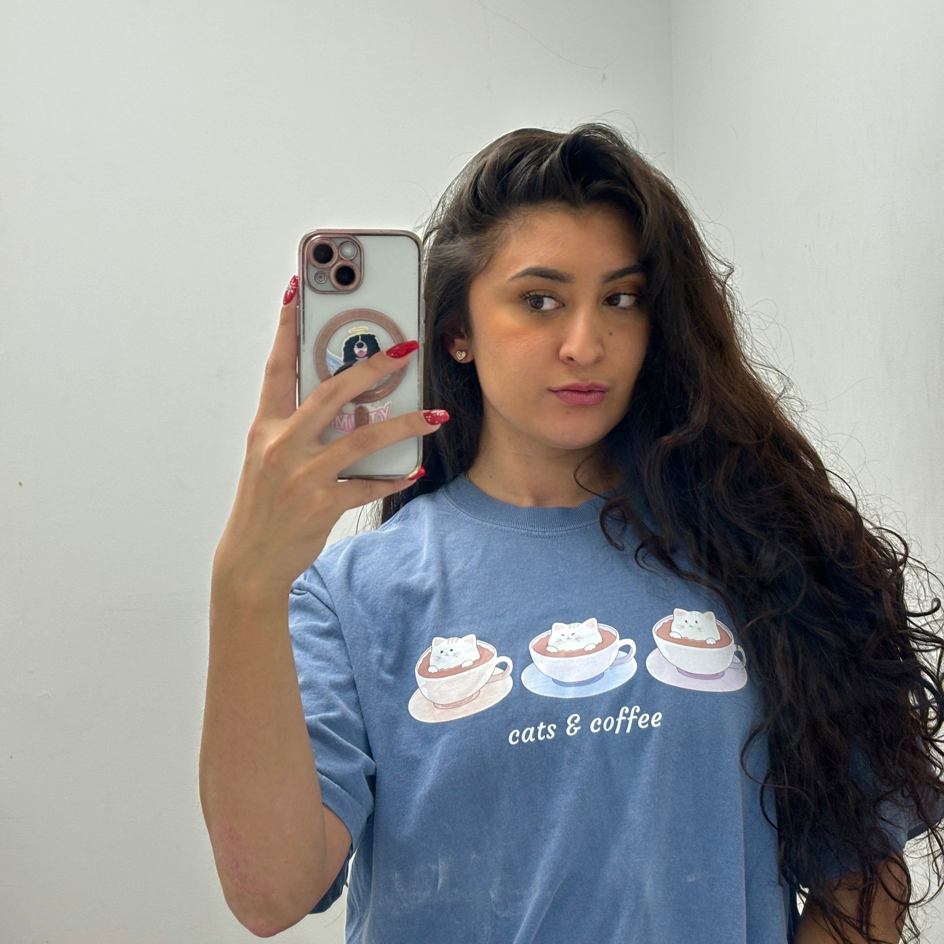 cats coffee cat lover model angel mirror selife