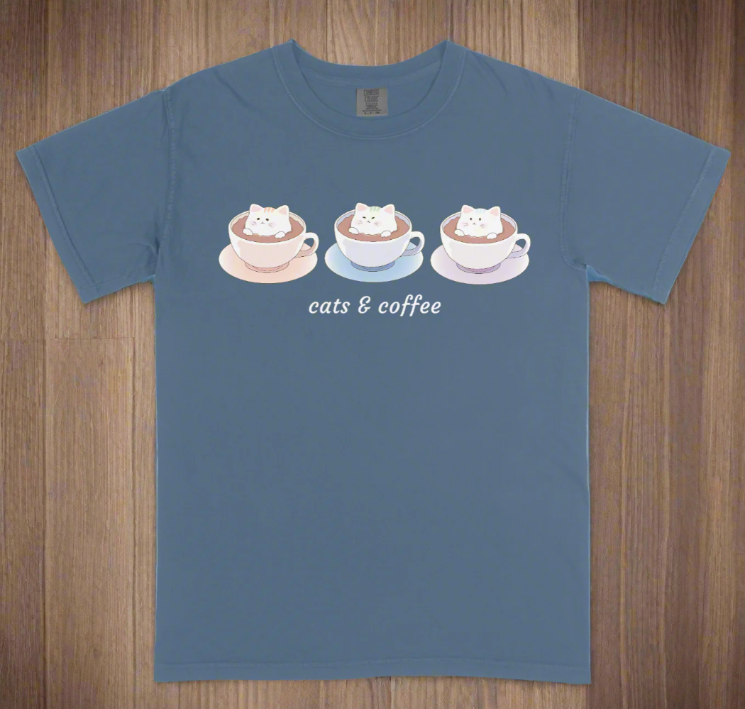 cats coffee shirt pump cover cat lover caffeine front view